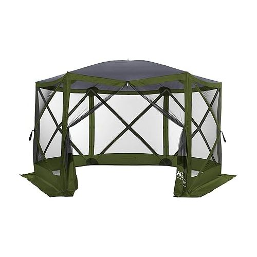  Lightspeed Outdoors Pop-Up 6-Sided Screen Shelter, Camping Gazebo, Green