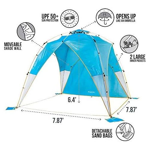  Lightspeed Outdoors Tall Canopy, Beach Shelter, Lightweight Sun Shade Tent with One Shade Wall Included