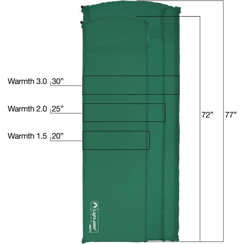  Lightspeed Outdoors PVC-Free Warmth Series Self Inflating Insulated Sleep Camp Foam Pad