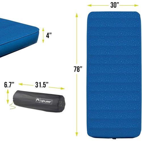  Lightspeed Outdoors XL Super Plush FlexForm Premium Self-Inflating Insulated Sleep and Camp Foam Pad | Extra Thick Sleep Mat