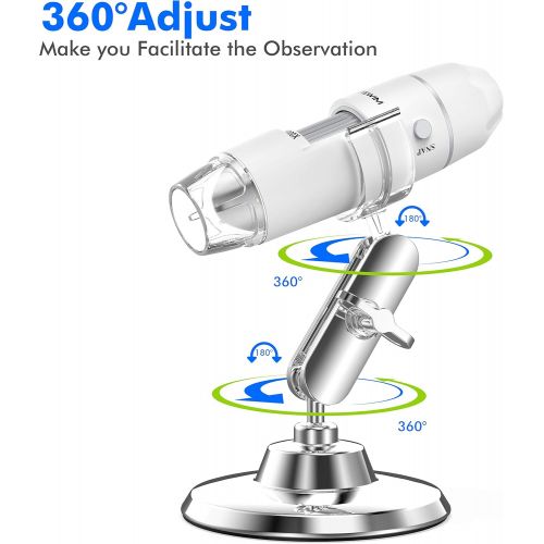  [아마존베스트]Lightswim USB Digital Microscope, 50x and 1000x Mini Pocket Handheld Magnification with HD 1080P 2MP Camera/8 LED Lights for Smartphone/Tablet/PC (Entry Level, Not iPhone/iPad, Whi