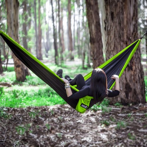  [아마존베스트]MoMo Outdoors Lightweight Double Camping Hammock - Adjustable Tree Straps & Ultralight Carabiners Included - Two Person Best Portable Parachute Nylon Hammocks for Hiking, Backpacking, Travel & B
