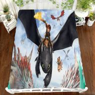 Lightweight 3D Printed How to Train Your Dragon Flat Sheets Microfiber Easy Care Bed Sheet Suitable for Teen Boys and Girls Bedding (Full Size)