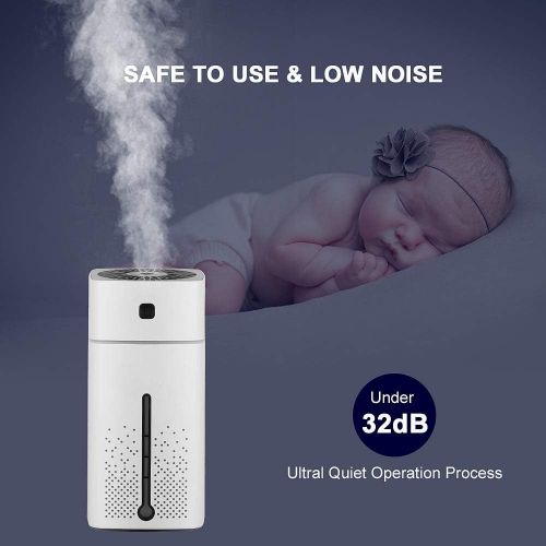  Liheya Humidifiers for Bedroom, Cool Mist Humidifiers for Babies, Small Desktop Humidifier for Bedroom Office Nursery, 1L Water Tank, Ultra-quiet Operation Process, Auto Shut Off (White)