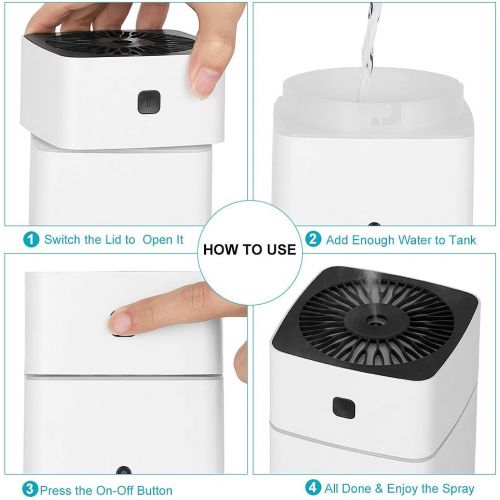  Liheya Humidifiers for Bedroom, Cool Mist Humidifiers for Babies, Small Desktop Humidifier for Bedroom Office Nursery, 1L Water Tank, Ultra-quiet Operation Process, Auto Shut Off (White)