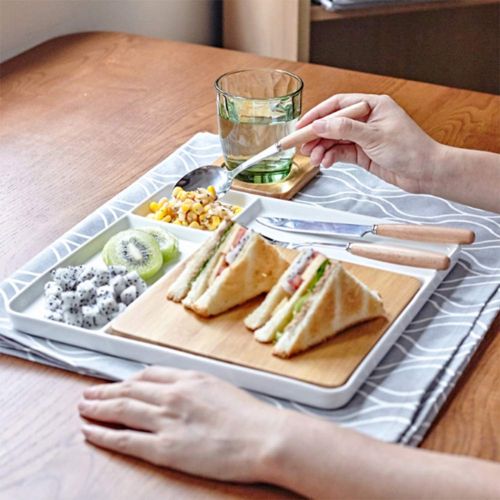  Liitrton Creative Square Divided Plate Environmentally Friendly Dinner Plate for Salads Pasta Fruit Side Dishes