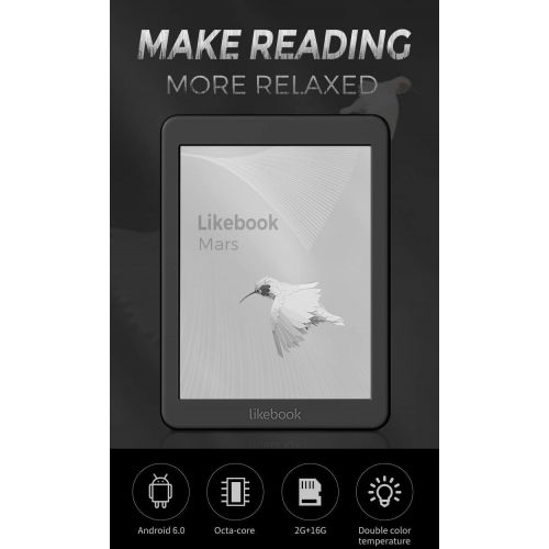  Likebook Mars E-reader with 7.8300ppi E-Ink Touchscreen 8 Core 1.5GHz, Built-In Audible, 16GB Storage Android System 6.0. Support Google store