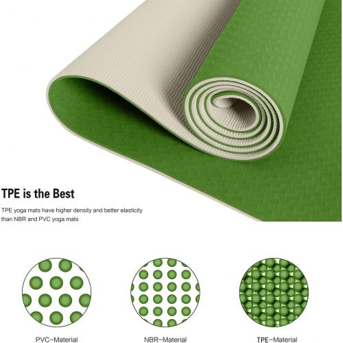  [아마존베스트]Liking Yoga Mat, Gymnastics Mat, Sports Mat, Fitness Mat, TPE Non-Slip Training Mat with Carrying Strap, 183 x 61 x 0.6 cm