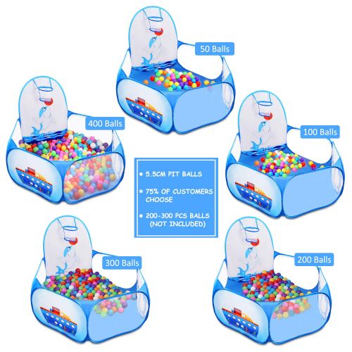  [아마존베스트]Likorlove Kid Ball Pit with Basketball Hoop 4ft/120cm, 1-6 Years Child Toddler Ball Ocean Pool Tent with Zippered Storage Bag for Boys Girls (No Smell) Healthy Pop Up Dolphin Play