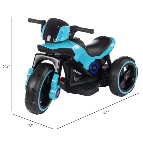  Lil Rider Ride-On Toy Trike Motorcycle - Battery Operated Electric Tricycle for Toddlers with Built-in Sound, Lights & MP3 Input (Blue)