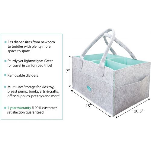  [아마존베스트]Lil Dandelion Baby Diaper Caddy Organizer - Baby Shower Gift Basket For Boys Girls | Diaper Tote Bag | Nursery Storage Bin for Changing Table | Newborn Registry Must Haves | Portable Car Travel