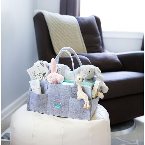  [아마존베스트]Lil Dandelion Baby Diaper Caddy Organizer - Baby Shower Gift Basket for Boy Girl | Portable Travel Car Organizer | Nursery Storage Bin Tote Changing Table | Cute Infant Gift Bag | Newborn Items