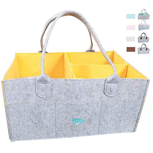  [아마존베스트]Lil Dandelion Baby Diaper Caddy Organizer - Baby Shower Gift Basket for Boy Girl | Nursery Storage Bin Tote Changing Table | Cute Infant Gift Bag | Portable Travel Car Organizer | Newborn Items