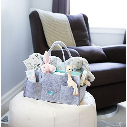  [아마존베스트]Lil Dandelion Baby Diaper Caddy Organizer - Baby Shower Gift Basket for Boy Girl | Nursery Storage Bin Tote Changing Table | Cute Infant Gift Bag | Portable Travel Car Organizer | Newborn Items