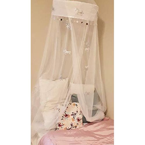  [아마존베스트]Lil Lills Unicorn Bed Canopy - White Mosquito Net Curtains - Unicorn Gift & Bedroom decor/Decoration. for Adult, Kids, Toddlers, Little Girl Tween & Teen