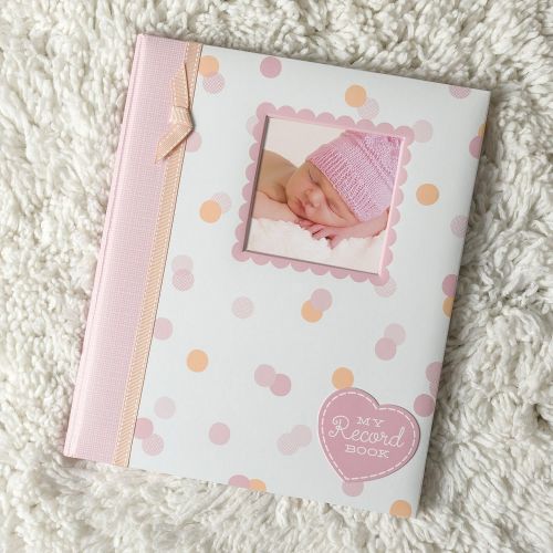  Lil Peach First 5 Years Baby Memory Book, Cherish Every Precious Moment of Your Baby, Perfect Baby Shower Gift, Pink and Peach Confetti Polka Dots