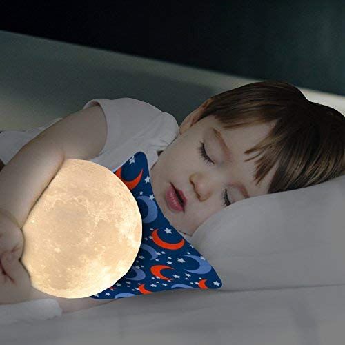  Lil hoots Moon Lamp LED 3D Printing Moon Night Light with Elegant Metal Stand, Decorative Luna Lamp, Good Gift...