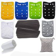 Lilbit 6 Solid Adjustable Baby Cloth Diapers with 6 Pcs Bamboo Charcoal Inserts,flushable Viscose Liners,Wet/Dry Bag Ymxtzzh07