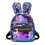 Liliam Kids Girls Dazzling Sequins Rabbit Ears Backpack Daypack Shoulder Travel Mini Bag Satchel