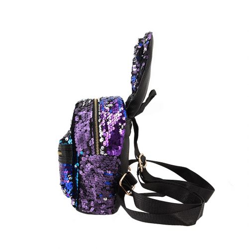  Liliam Kids Girls Dazzling Sequins Rabbit Ears Backpack Daypack Shoulder Travel Mini Bag Satchel