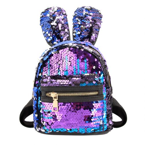  Liliam Kids Girls Dazzling Sequins Rabbit Ears Backpack Daypack Shoulder Travel Mini Bag Satchel