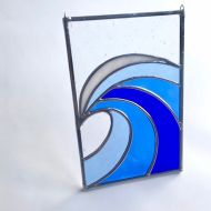 /LilikoiArtStudio Handmade Crashing Wave Small Stained Glass, Valentines gift, Mothers Day Anniversary gift, WeddingDay Gift, Suncatcher,Home decor