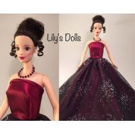 LilinoeHandbags OOAK Barbie, Miniature Couture Silk gown, Designer Collector doll, custom Barbie, one of a kind doll, UNIQUE Barbie doll