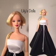 LilinoeHandbags BARBIE, Barbie clothes, doll clothes ,Barbie evening gown, one of a kind Barbie, Collector Barbie doll, custom Barbie, Barbie Fashions