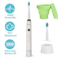 Lilizhou GiniHome Electric Toothbrush Clean as Dentist Rechargeable Sonic Toothbrush with 2 Replacement Brush Heads 3 Optional Modes, Built-in Auto Timer, IPX7 Waterproof, FDA Approved