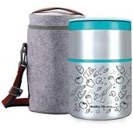 [아마존베스트]Lille Home 32OZ Vacuum Insulated Stackable Stainless Steel Thermal Lunch box | 2-Tier Bento box/Food Container with Insulated Lunch bag | BPA Free | Leakproof | Adults, Men, Women