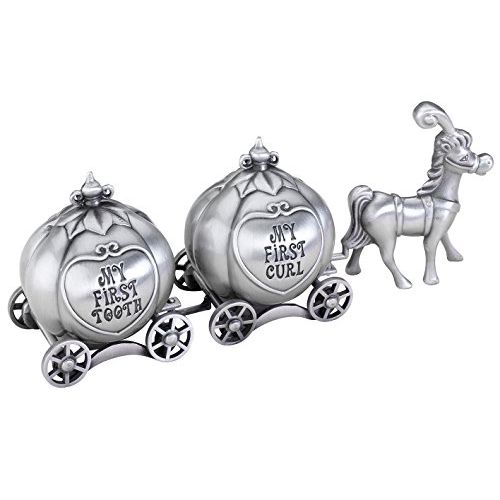  Lillian Rose Keepsake Pewter Tooth and Curl Box, Fairytale Coach, 2 x 5