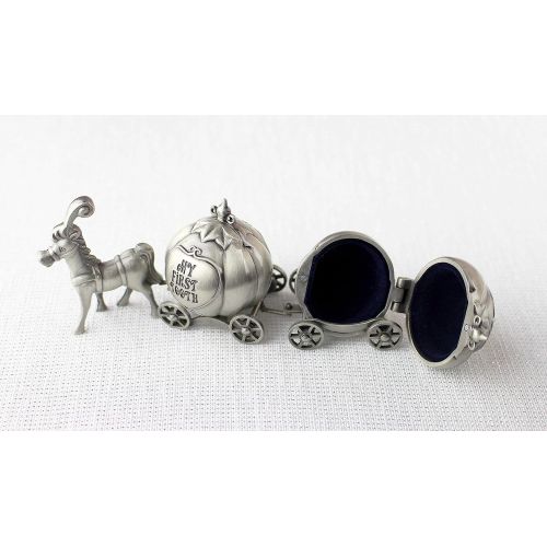  Lillian Rose Keepsake Pewter Tooth and Curl Box, Fairytale Coach, 2 x 5