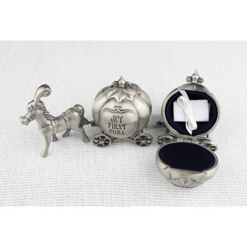  Lillian Rose Keepsake Pewter Tooth and Curl Box, Fairytale Coach, 2 x 5