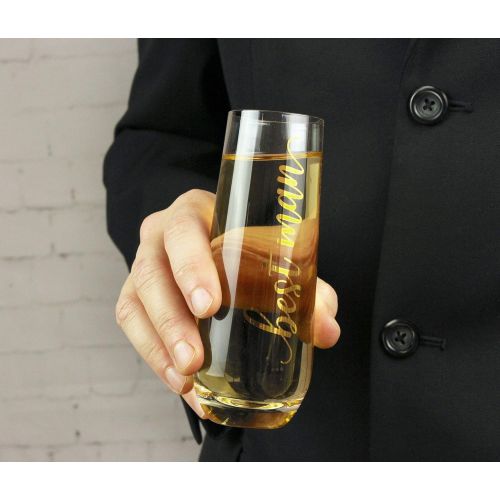  [아마존베스트]Lillian Rose Gold Best Man Stemless Champagne Glass, Height 5.75 inches