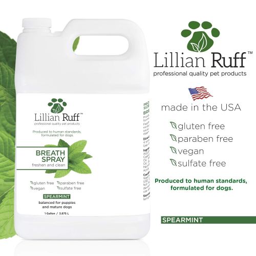  Lillian Ruff Dog Breath Freshener Spray - Spearmint Flavor- Safe for Cats - Fight Bad Breath, Dental Plaque and Tartar - Boost Immune System