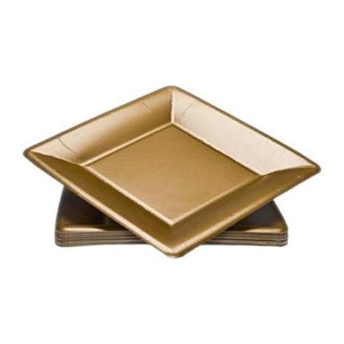  Lillian Tablesettings Lillian 24-Pack Square Paper Plates, 7-Inch, Gold