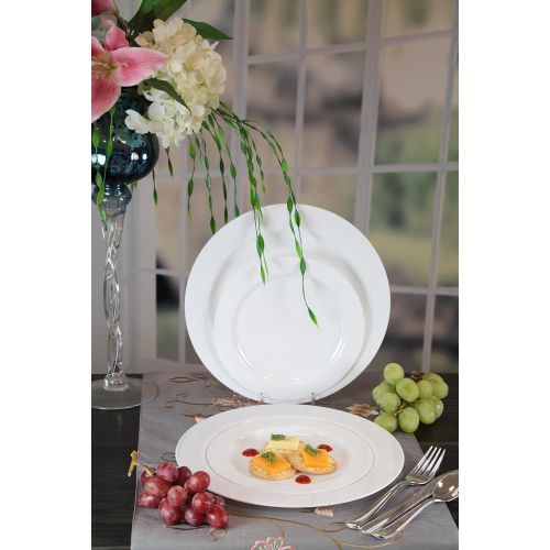  Lillian Tablesettings Premium Quality Heavyweight Plastic Plates China Like. Wedding and Party Dinnerware Plastic Plates 7.5 inch, White/Pearl-Value Pack 40 Count