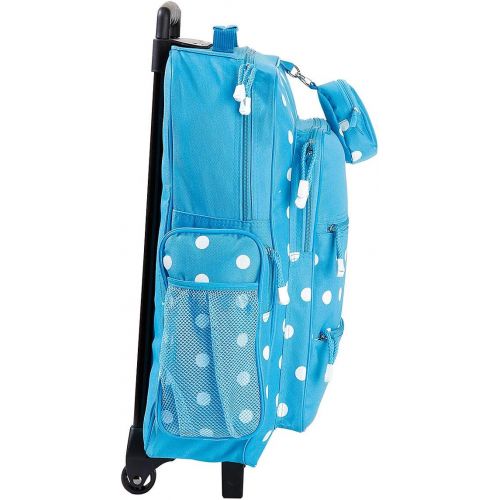  Personalized Rolling Luggage for Kids  Turquoise Polka-Dot Design, 15.5 x 6 x 23H, By Lillian Vernon