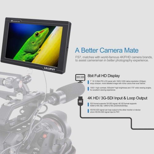  Lilliput USA Official Seller VIVITEQ LILLIPUT FS7 7 inch Metal Full HD 1920x1200 4K HDMI 3G-SDI in Out On Camera Field Display Monitor