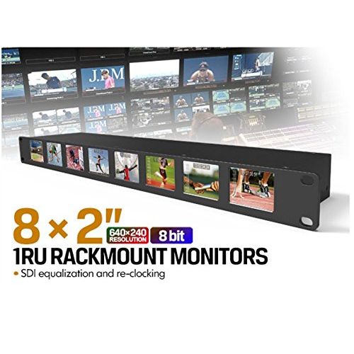  Lilliput LILLIPUT RM-0208S 8×2 1RU Rackmount Monitors with SDI equalization and re-clocking 8×3G-SDI in & 8×3G-SDI loopout