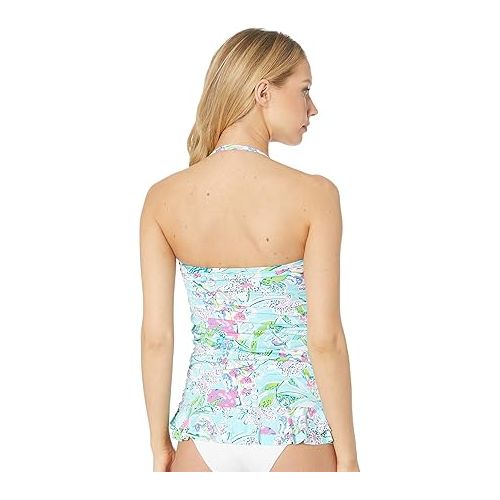  Lilly Pulitzer Carmen Ruffled Tankini Top Bali Blue Sway This Way Swim 2