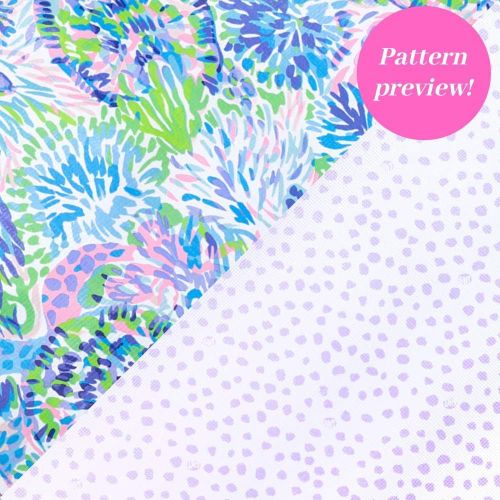  Lilly Pulitzer Purple/Blue Market Shopper Bag, Reusable Grocery Tote with Comfortable Shoulder Straps, Shell of a Party