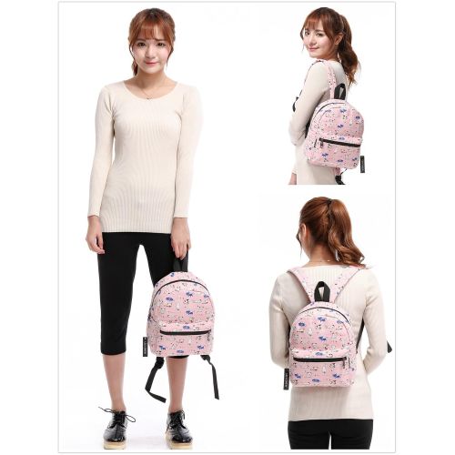 Lily & Drew Lightweight Canvas Mini Backpack for Women, Teens (Cat Pink Small V2)