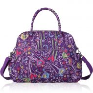 Lily & Drew Carry On Weekender Overnight Travel Shoulder Bag for 15.6 Inch Laptop Computers for Women (Purple-Peace-Hearts)