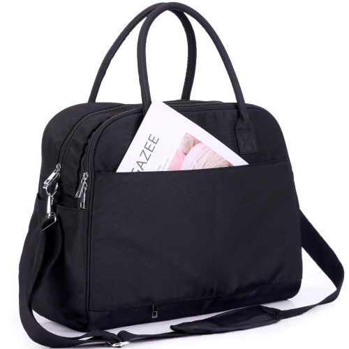 Lily & Drew Carry On Weekender Overnight Travel Shoulder Bag for 15.6 Inch Laptop Computers for Women (Black V2)