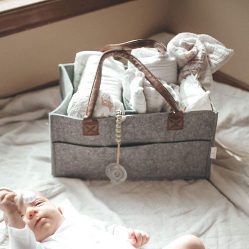  [아마존베스트]Lily Miles Baby Diaper Caddy - Nursery Diaper Tote Bag - Large Portable Car Travel Organizer - Boy Girl Diaper Storage Bin for Changing Table - Baby Shower Gift Basket - Newborn Re