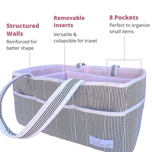  [아마존베스트]Lily Miles Baby Diaper Caddy - Large Organizer Tote Bag for Infant Girls - Baby Shower Gifts - Nursery...