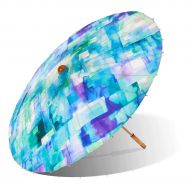Lily-Lark Blue Squares UV protection sun parasol, rated UPF 50+