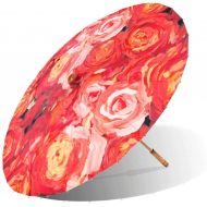 Lily-Lark Coral Roses UV protection sun parasol, rated UPF 50+