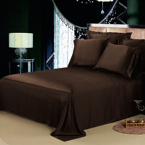  LilySilk 1B02-08-CK 100% Mulberry Silk Sheets Set 4pcs 19 Momme, California King, Chocolate